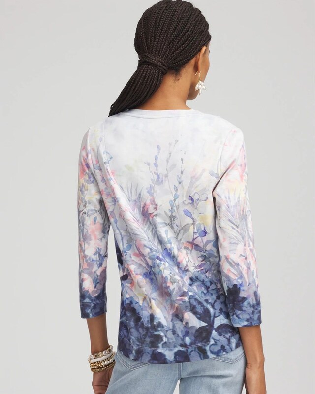 Floral V-Neck Pima Tee - image 3